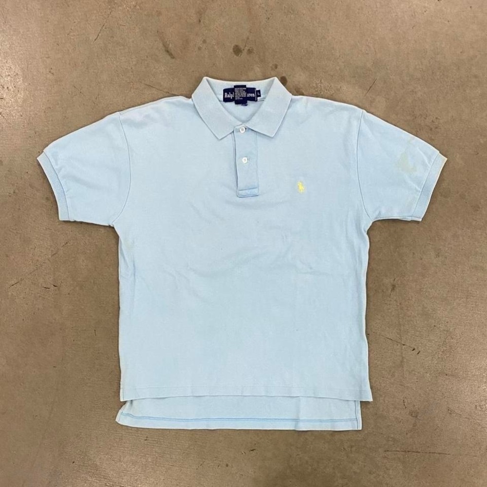 Vintage 90s Ralph Lauren‎ Light Blue Polo Shirt Size L